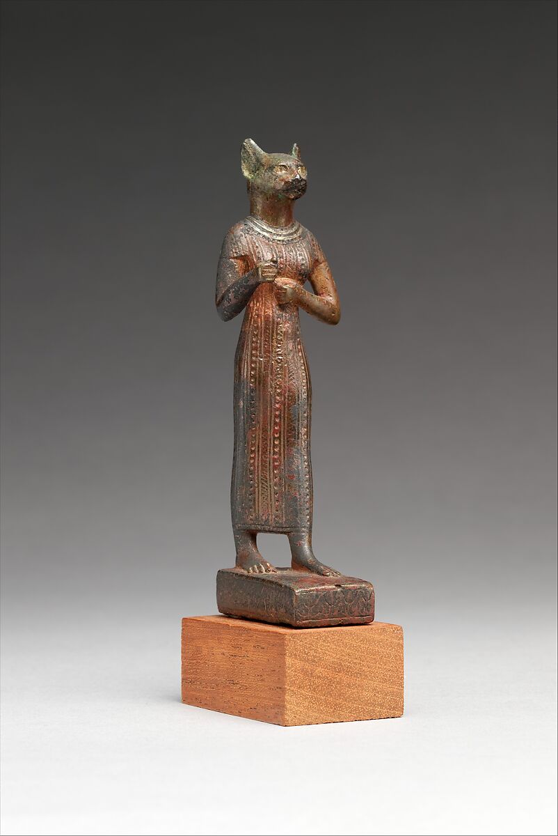 Bastet, Leaded bronze, precious metal and black bronze inlays 