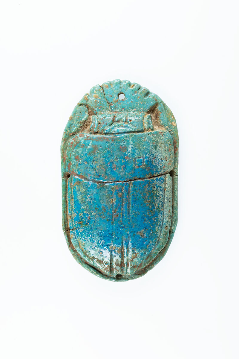 Winged scarab, Faience