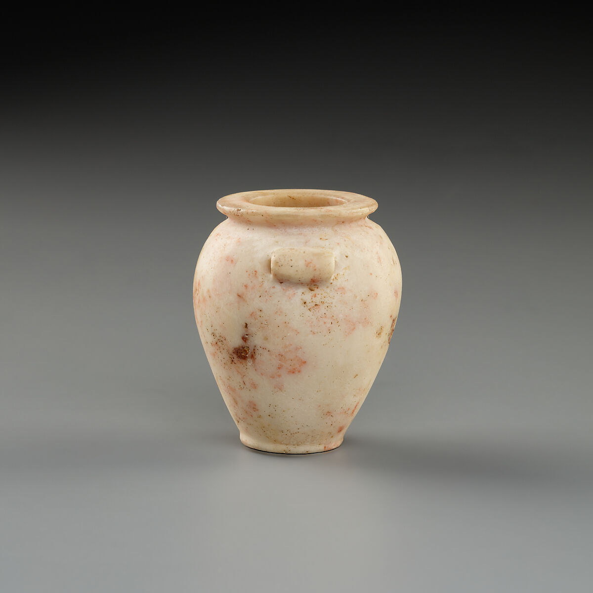 Jar, lug handles, squat, Limestone (pink)