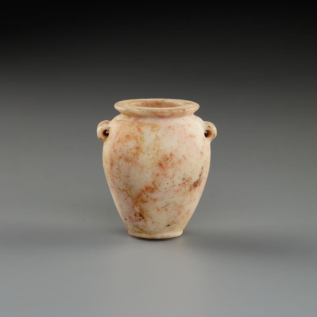 Jar, lug handles, squat, Limestone (pink) 
