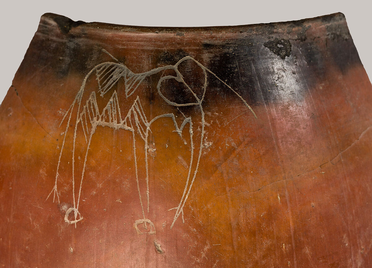 Sherd from a Black-topped Red Ware Beaker with a Graffito of an Elephant, Pottery