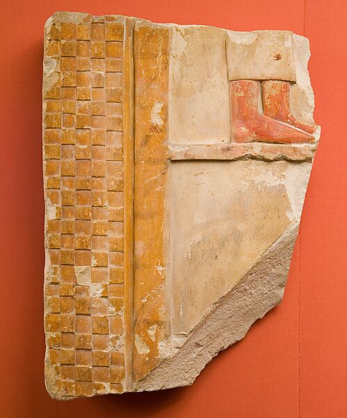 Relief Fragment with Feet of a Woman, Limestone 
