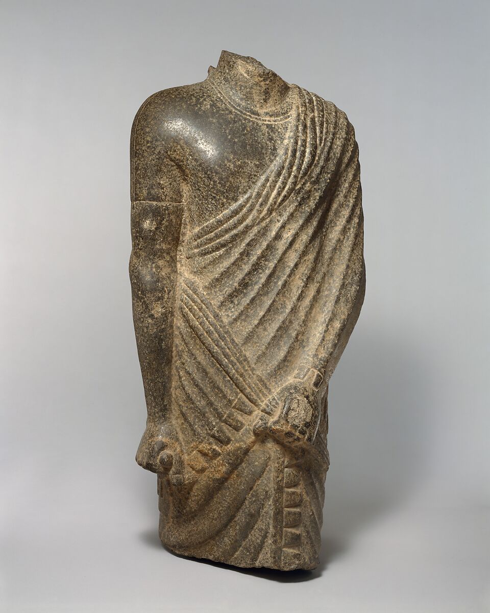 Torso of a Striding Draped Male Figure, Diorite or gabbro