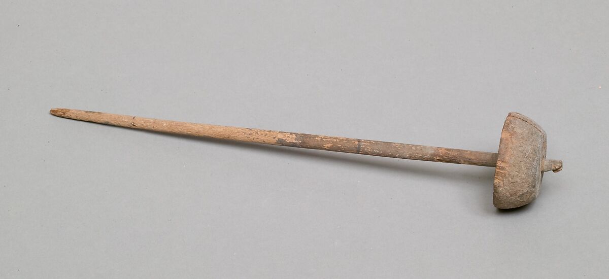 Spindle with whorl, Wood 