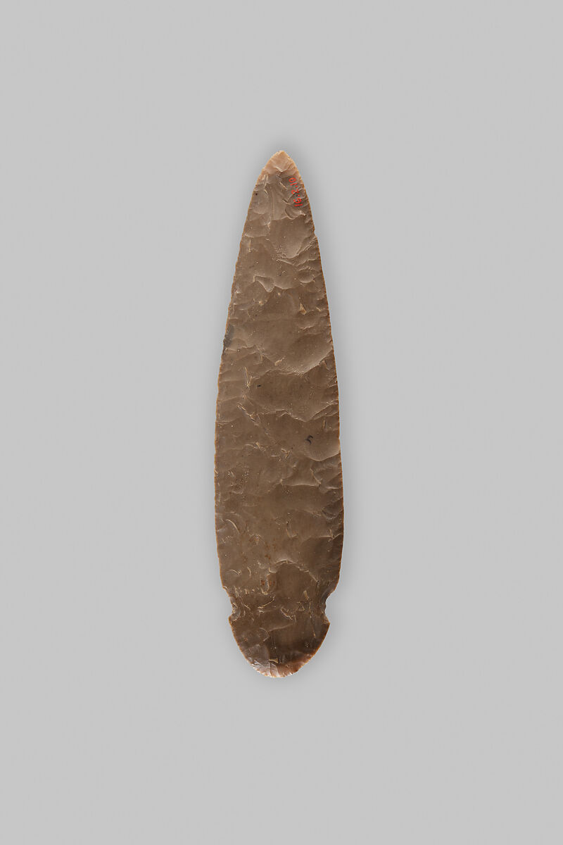 Bifacial tool with notched tang, Flint