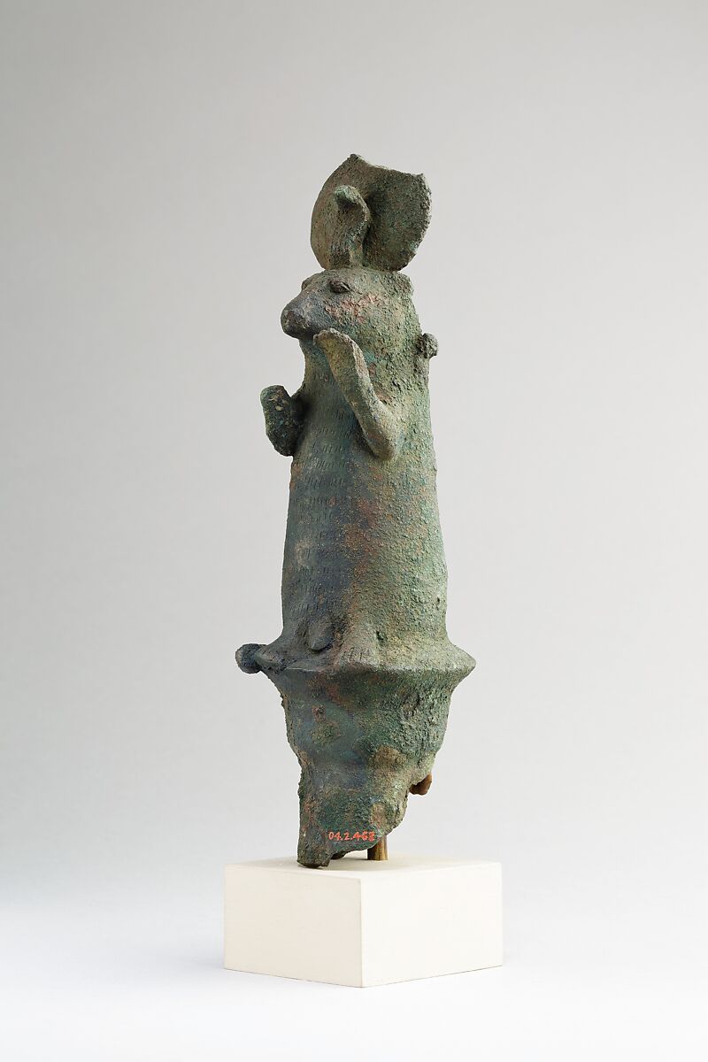 Mongoose (ichneumon) on a papyrus-shaped pillar, Bronze