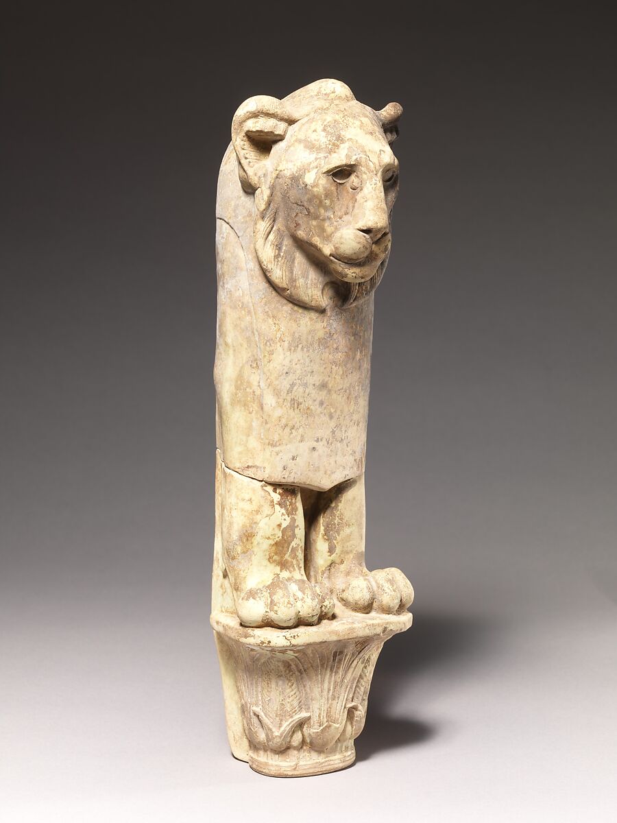 Lion furniture leg, Faience