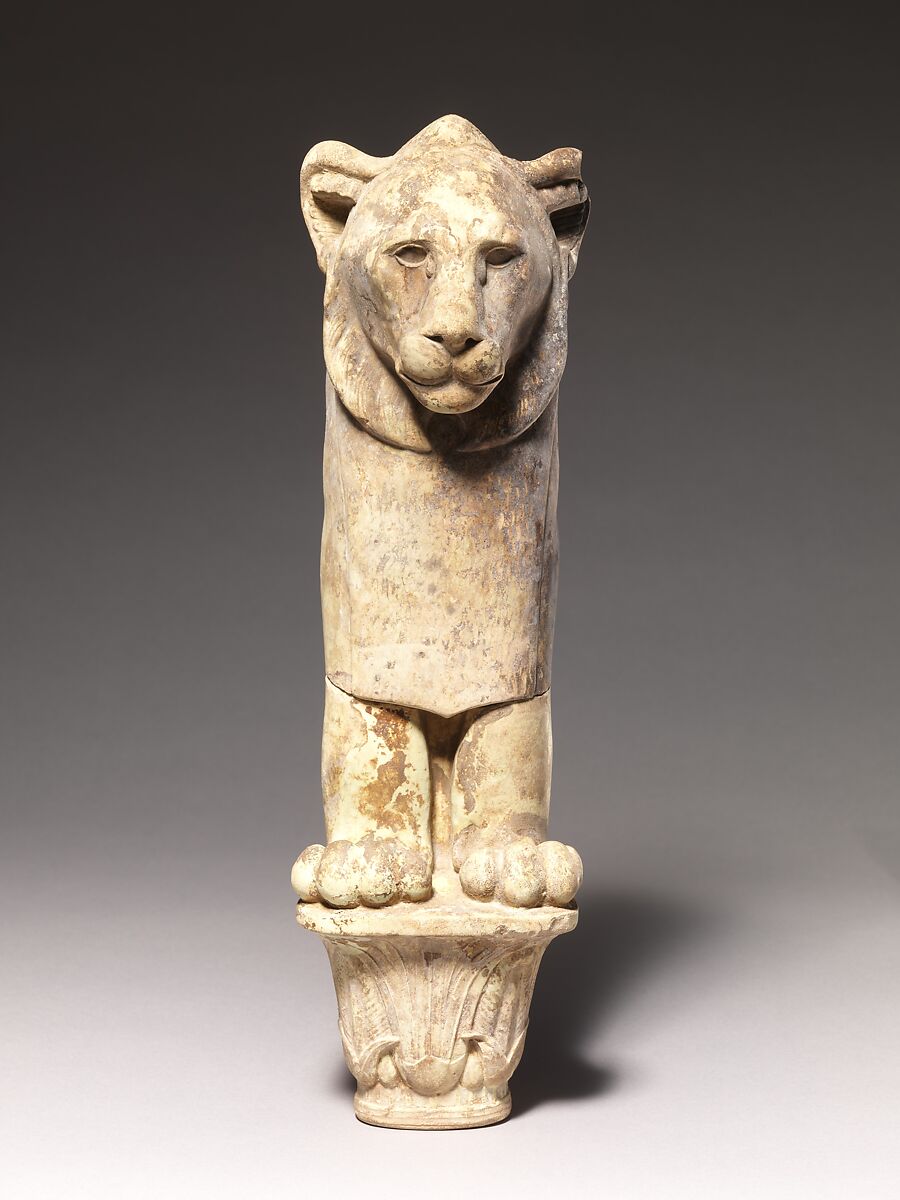 Lion furniture leg, Faience 