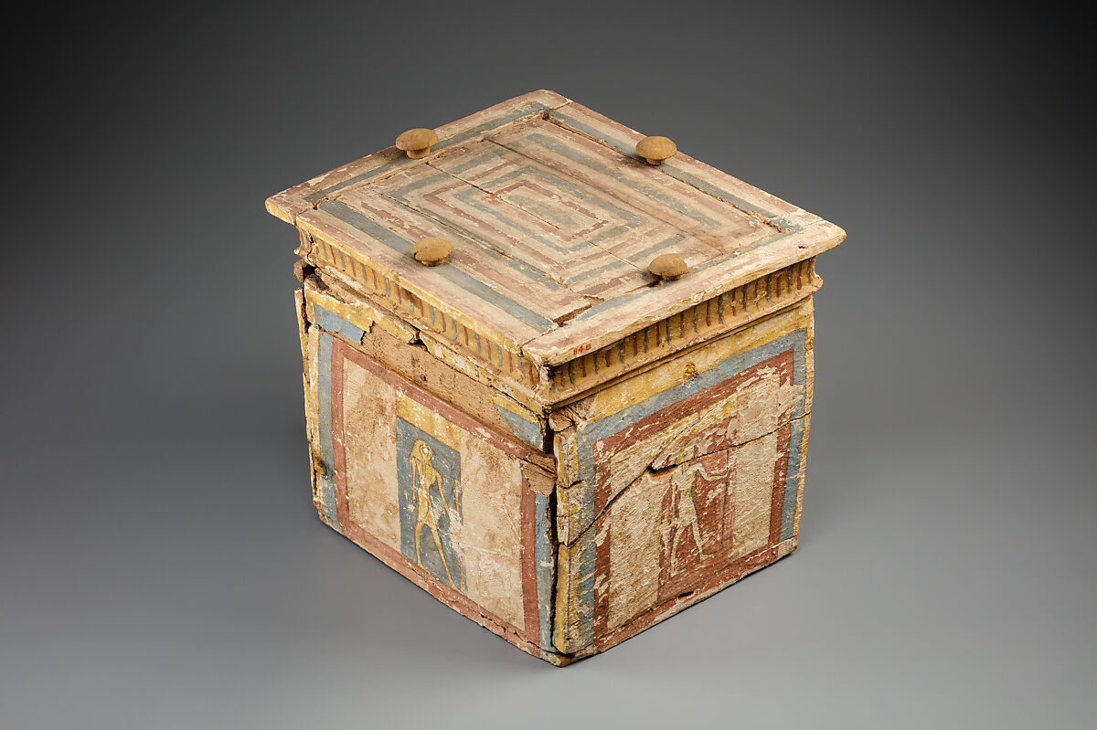 Canopic chest, Wood, gesso, paint