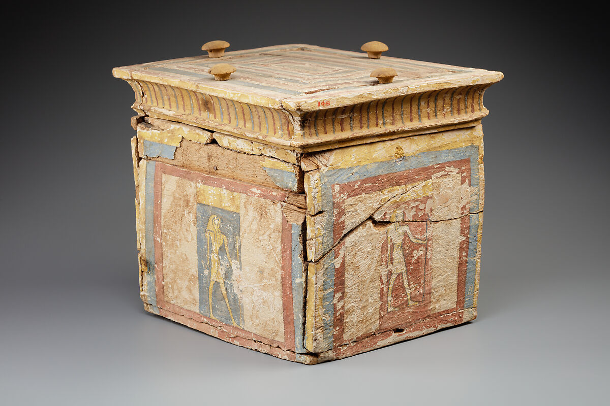 Canopic chest, Wood, gesso, paint