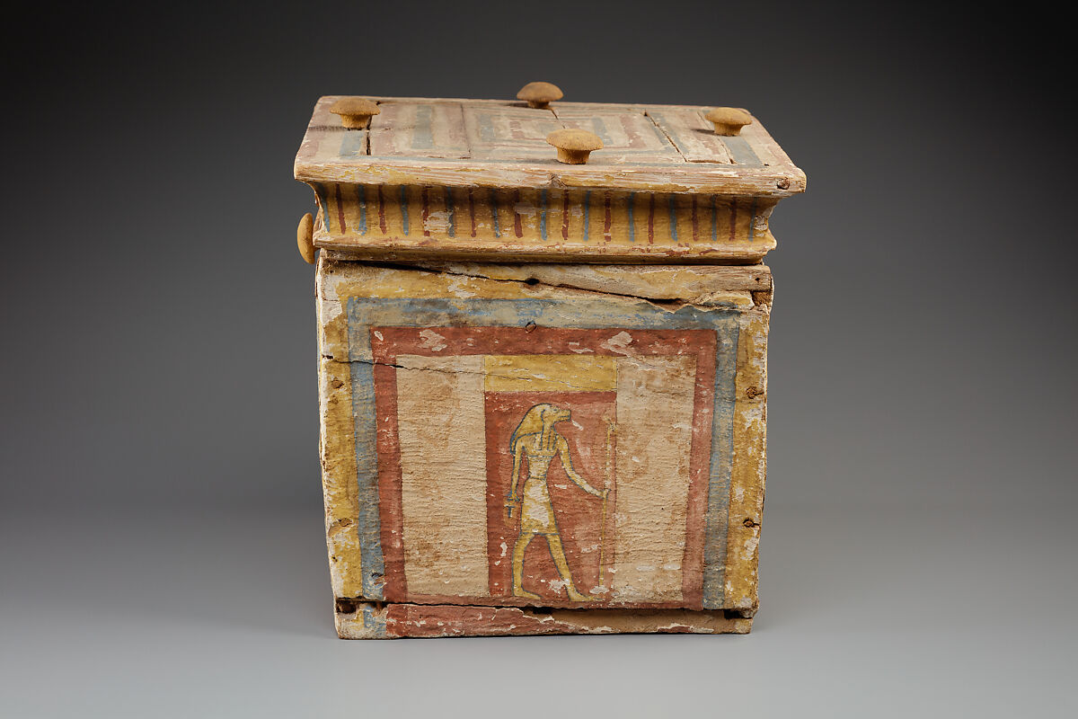 Canopic chest, Wood, gesso, paint
