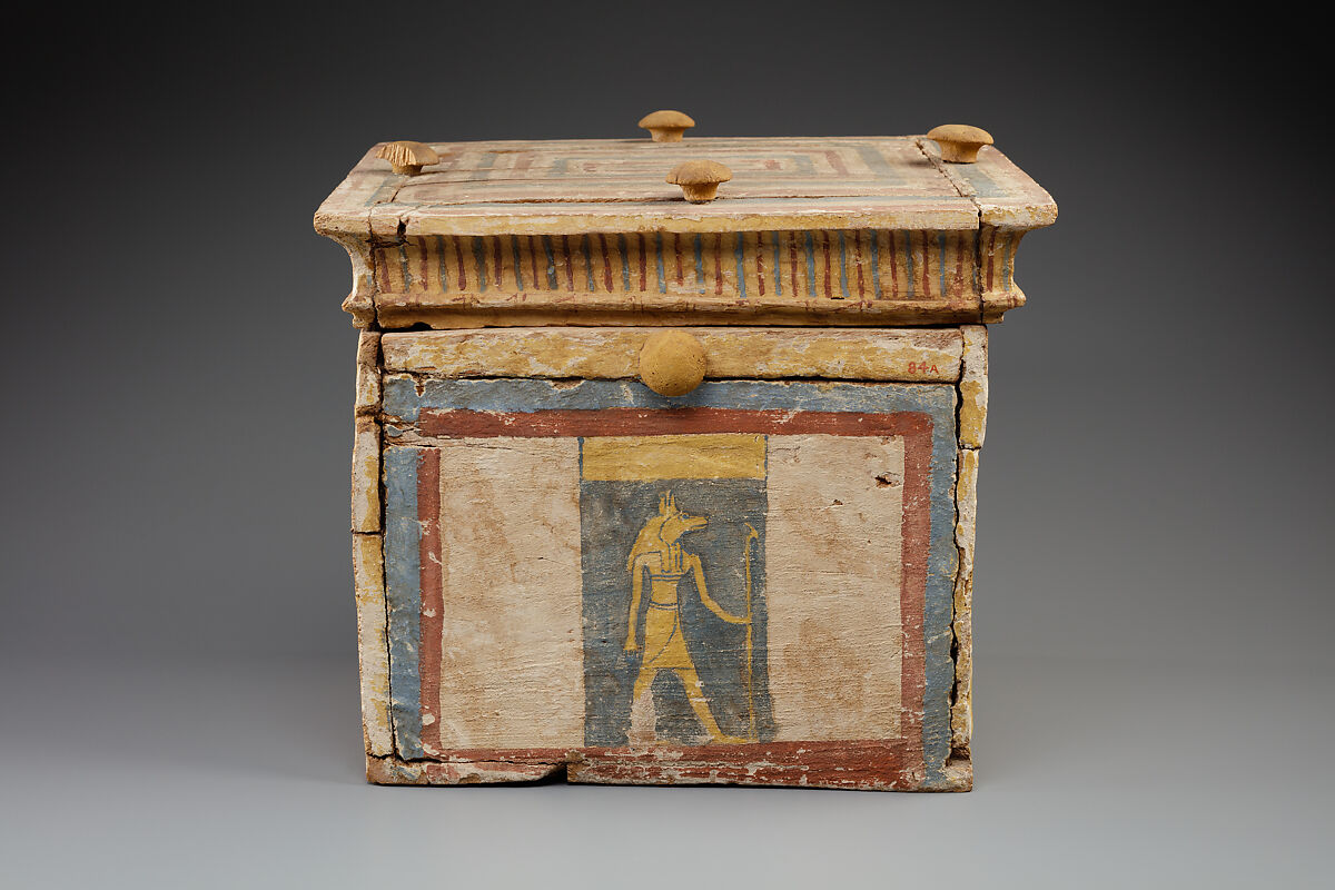 Canopic chest, Wood, gesso, paint