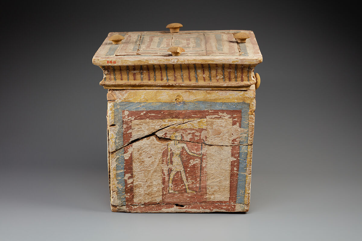 Canopic chest, Wood, gesso, paint