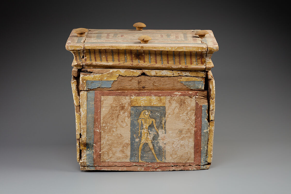 Canopic chest, Wood, gesso, paint