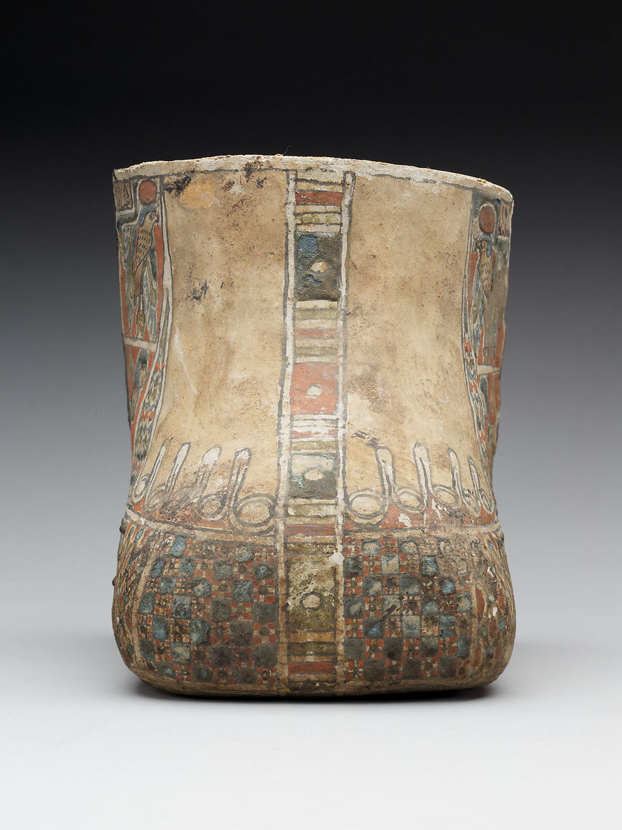 Foot covering from a mummy, with scorpions on soles, Wood, gesso, paint