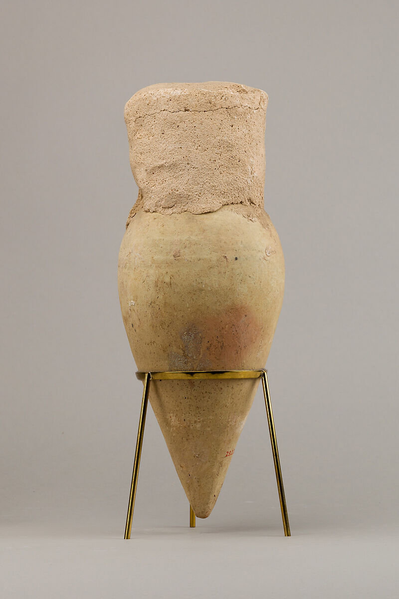 Jar with pointed base and intact seal, Pottery 