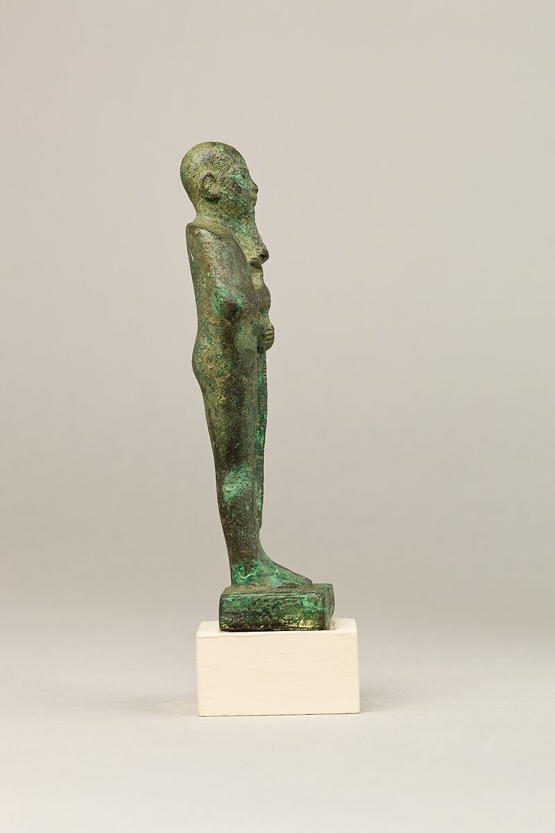 Ptah, inscription obliterated except for the god's name, Cupreous metal