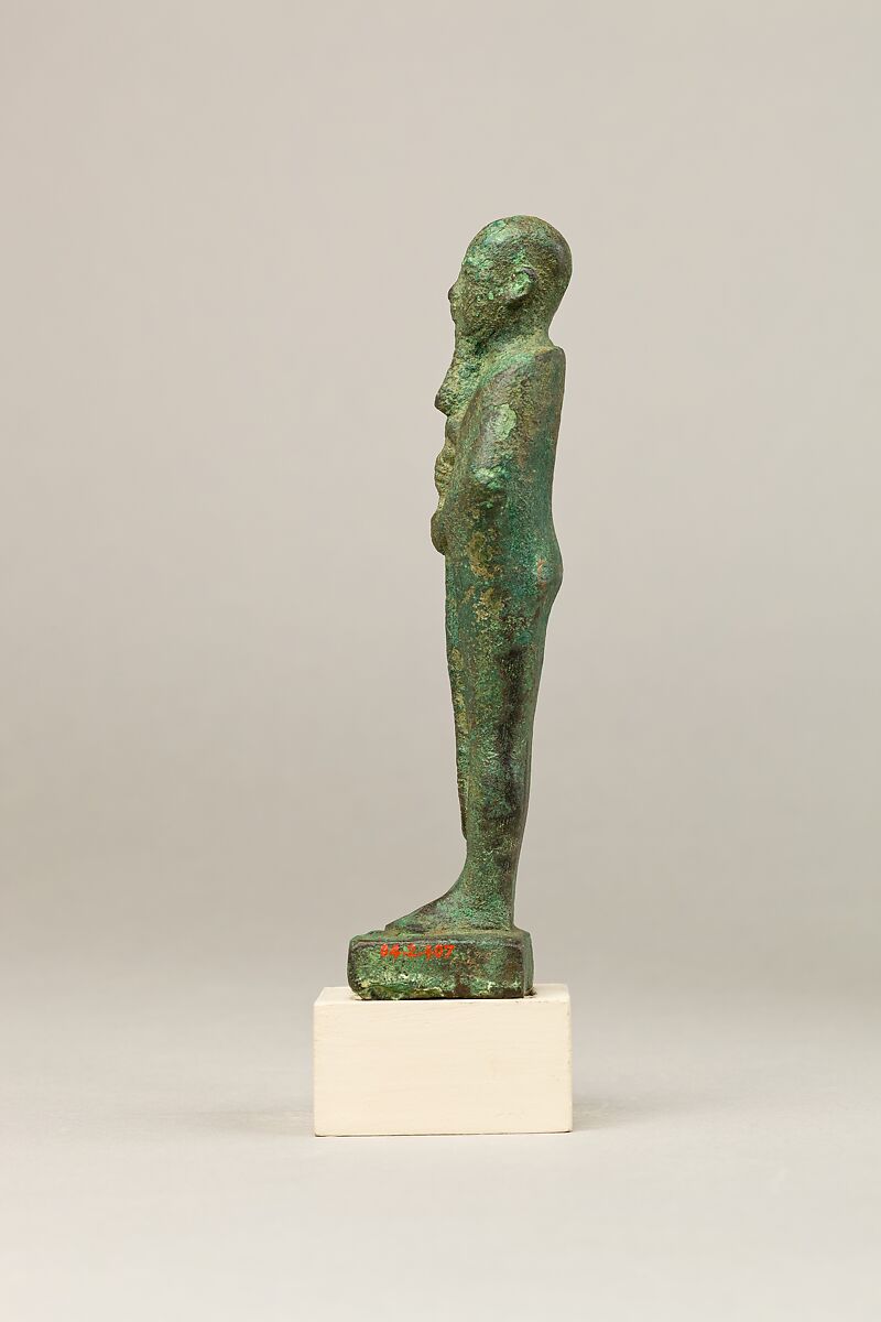 Ptah, inscription obliterated except for the god's name, Cupreous metal