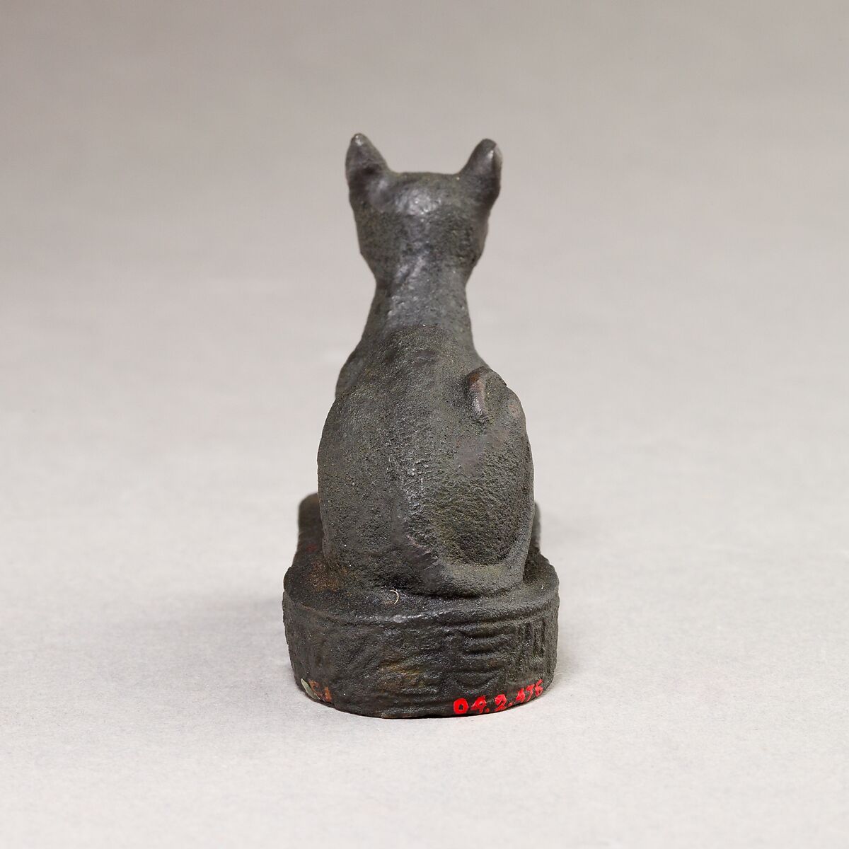 Cat on base inscribed for Bastet and an offerer, Cupreous metal