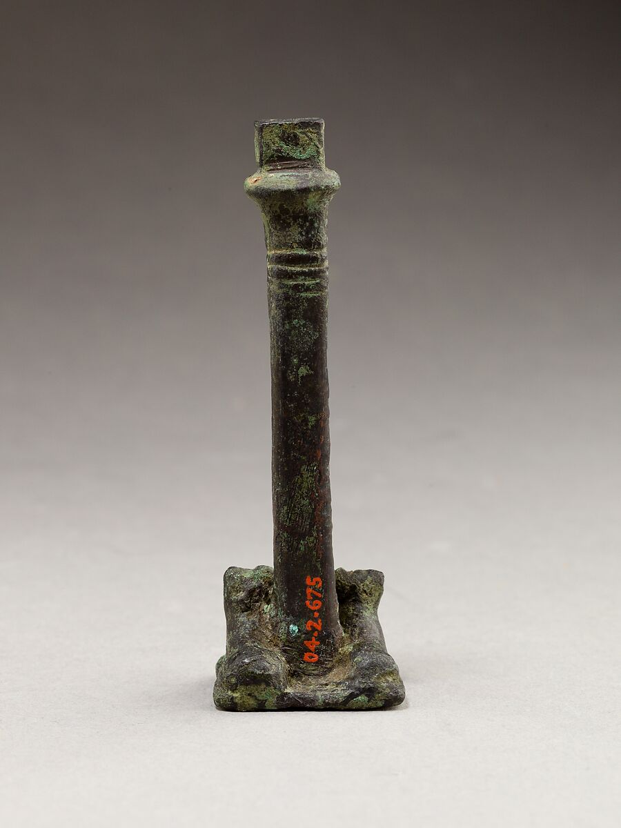 Column with crouching lions at the base, Cupreous metal