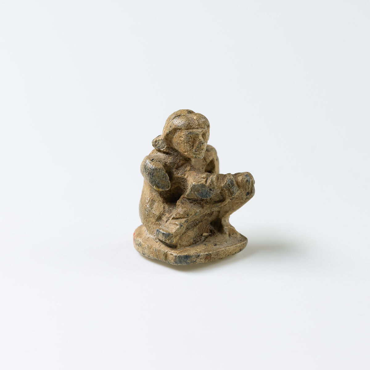 Design Amulet, Back in the Form of a Woman Suckling a Child, Device showing Two Lizards Head-to-tail, Steatite, glazed