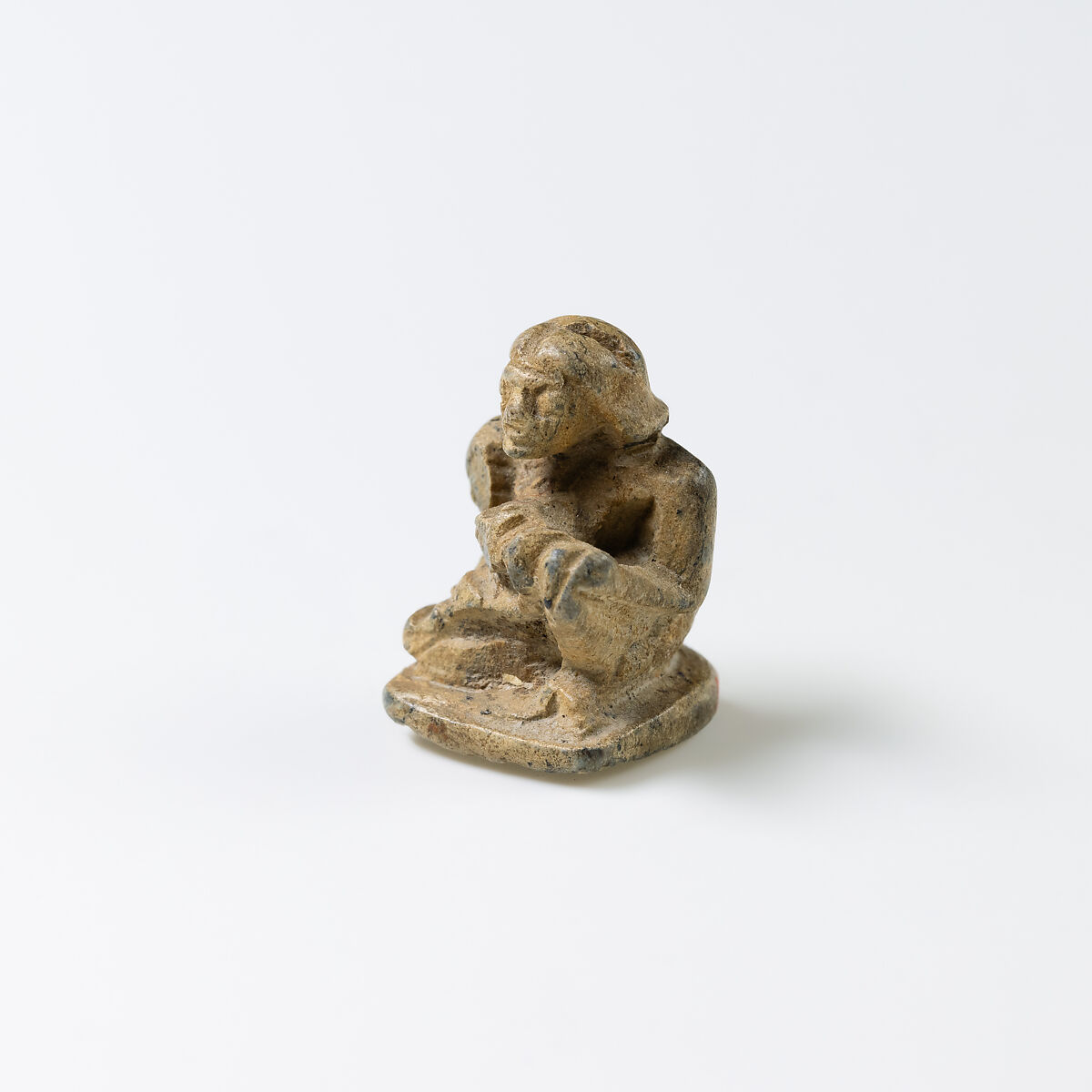Design Amulet, Back in the Form of a Woman Suckling a Child, Device showing Two Lizards Head-to-tail, Steatite, glazed