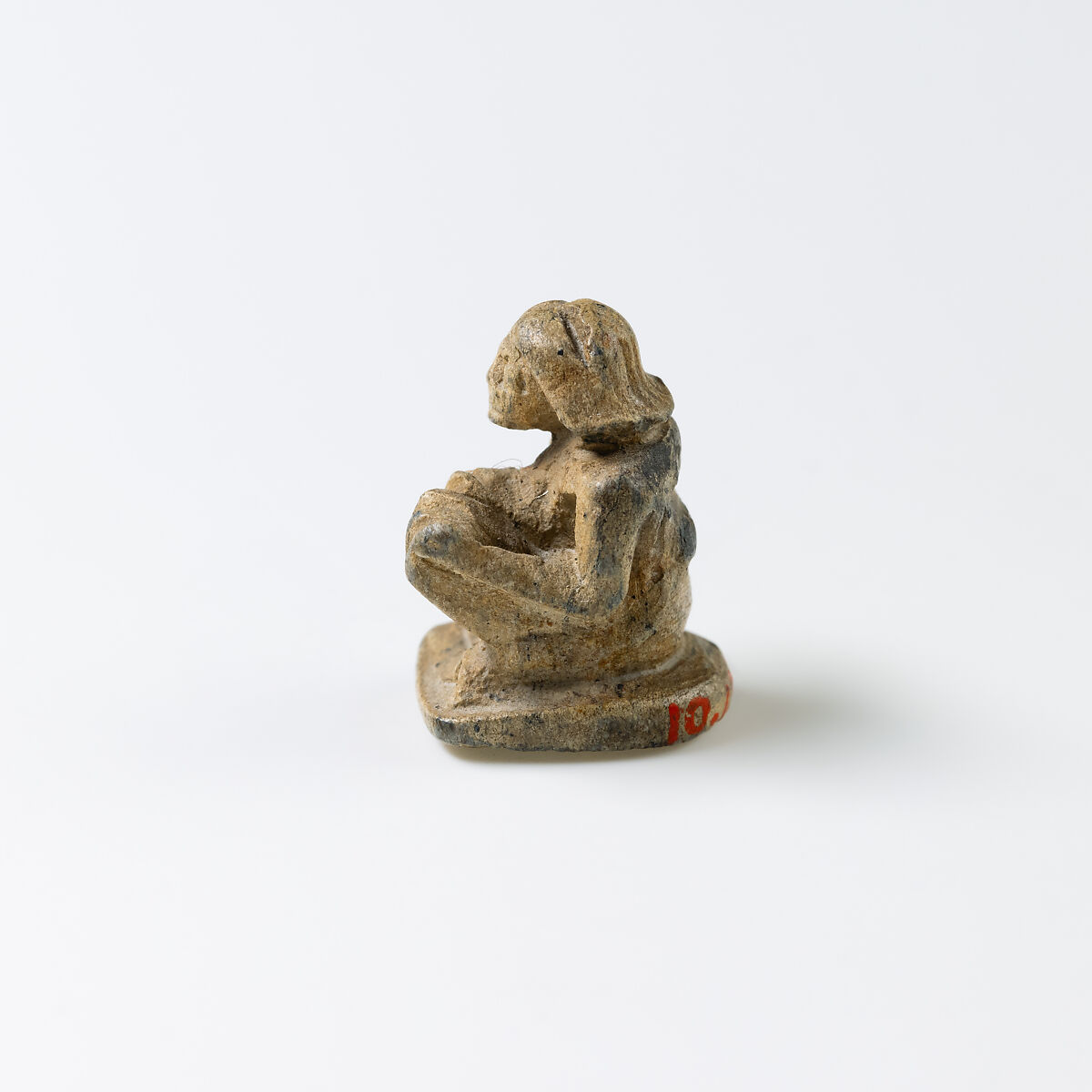 Design Amulet, Back in the Form of a Woman Suckling a Child, Device showing Two Lizards Head-to-tail, Steatite, glazed