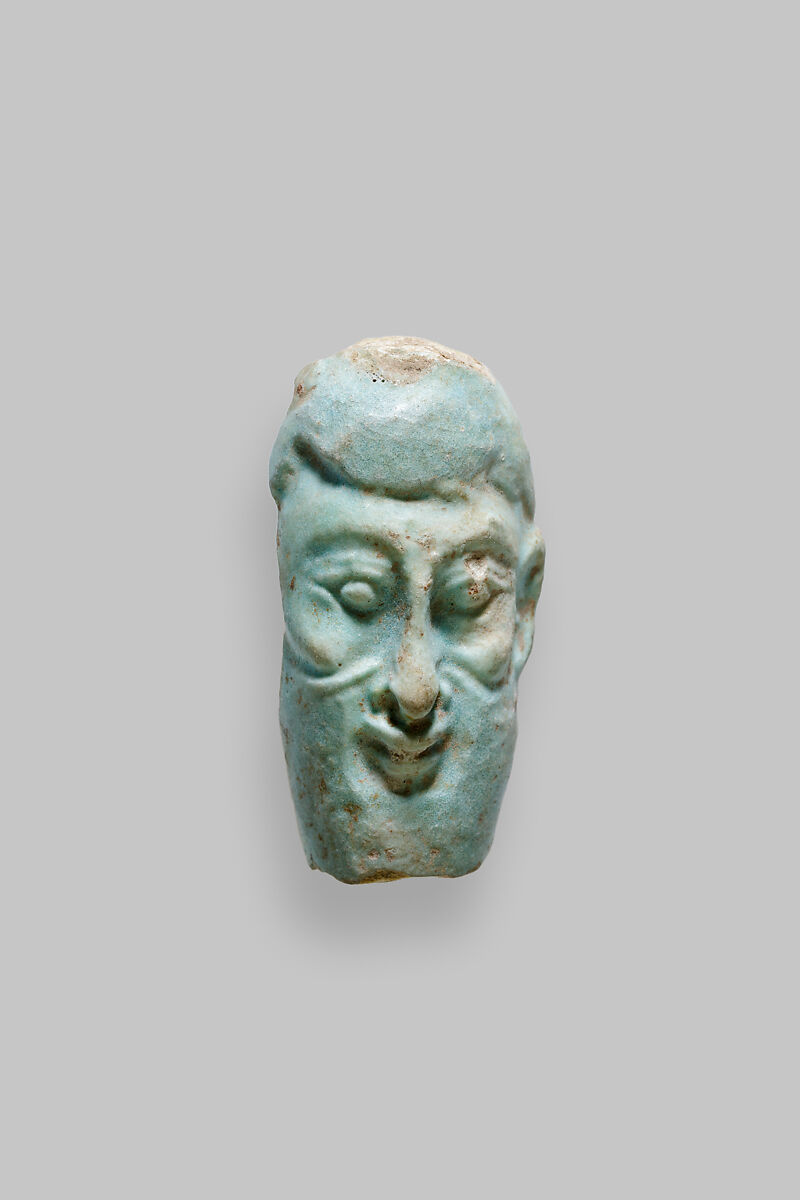Head of a bearded man wearing a pointed cap, perhaps a so-called Persian rider, Faience 