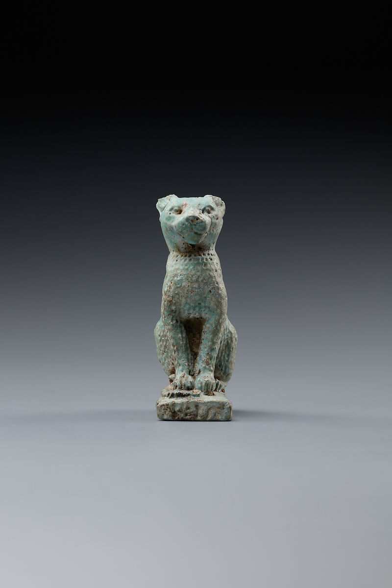 Cat, Pale blue faience 