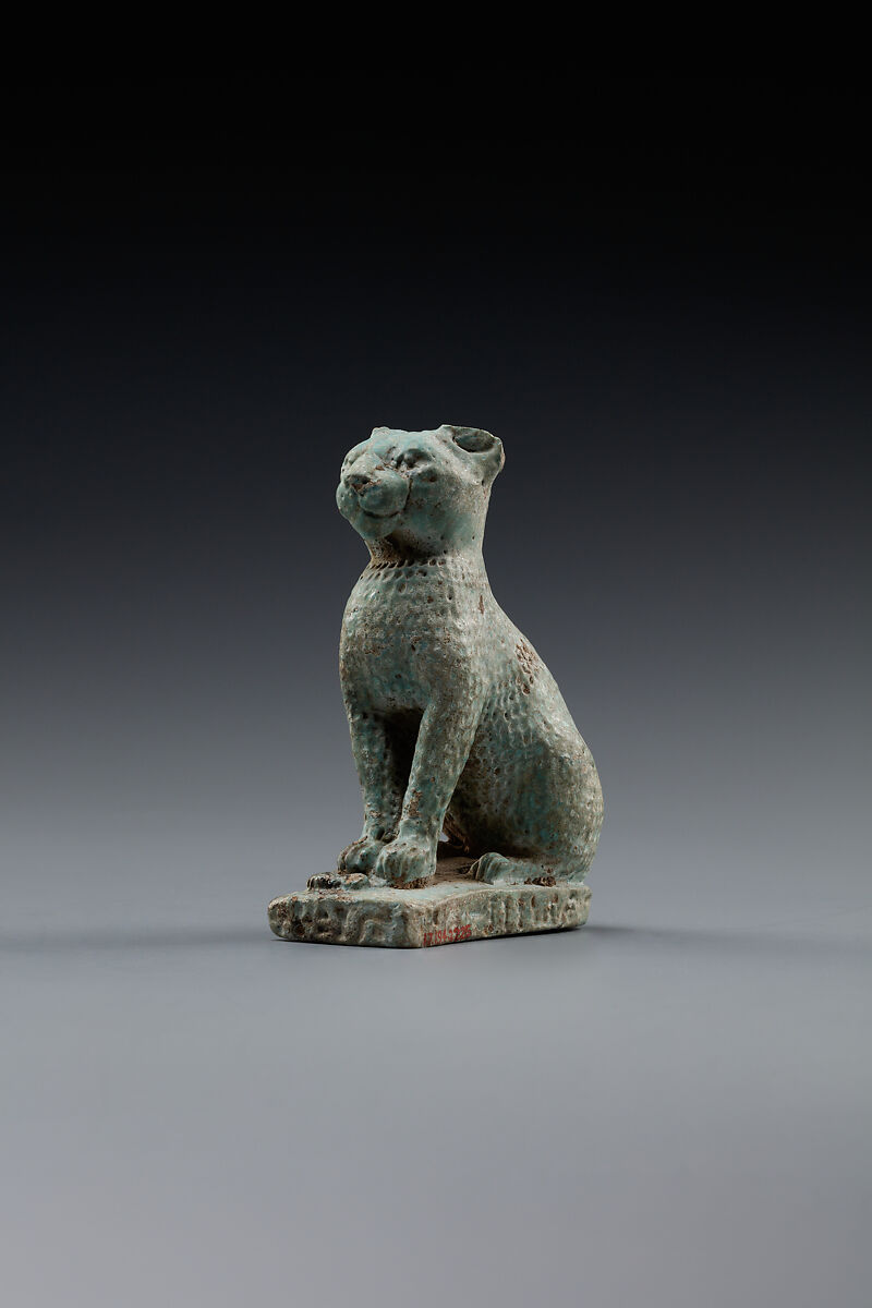 Cat, Pale blue faience