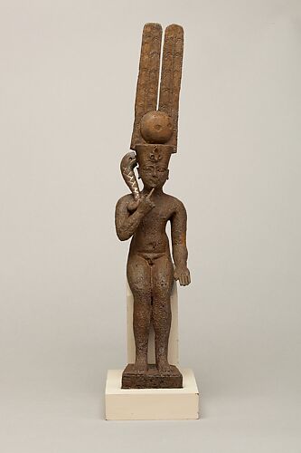 Seated Harpokrates with the crown of Amun, named as 