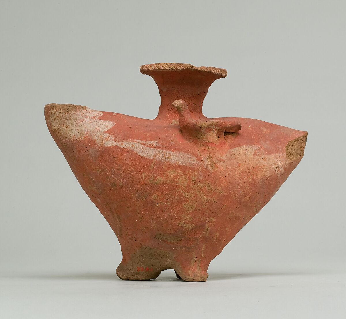 Vase in the form of a bird, Pottery, paint