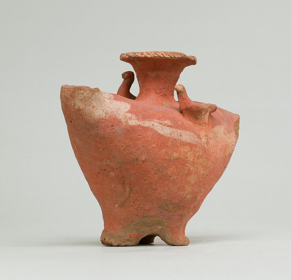 Vase in the form of a bird, Pottery, paint