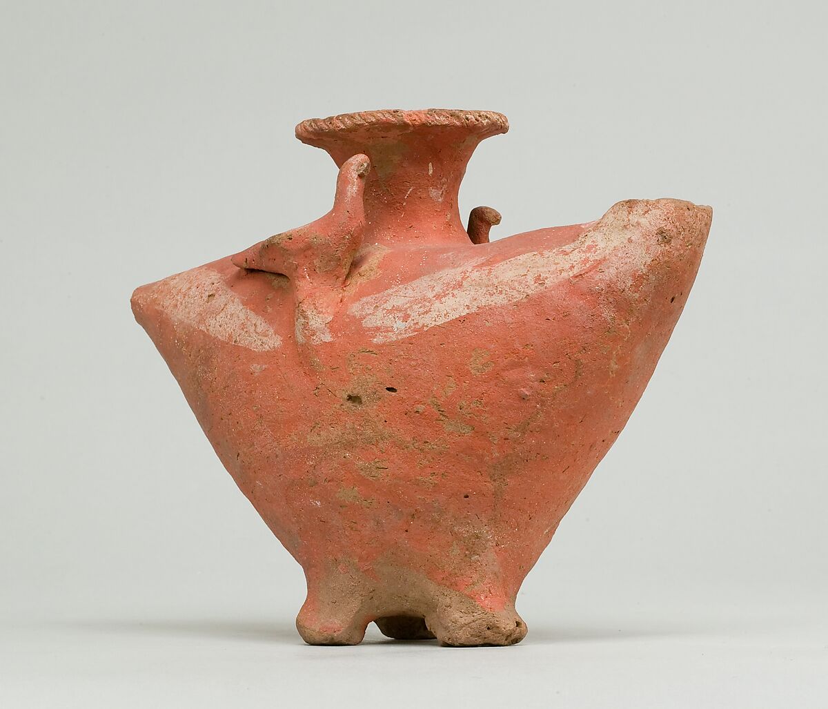 Vase in the form of a bird, Pottery, paint