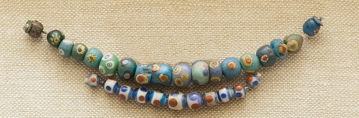 String of 11 Eyed Beads, Glass 