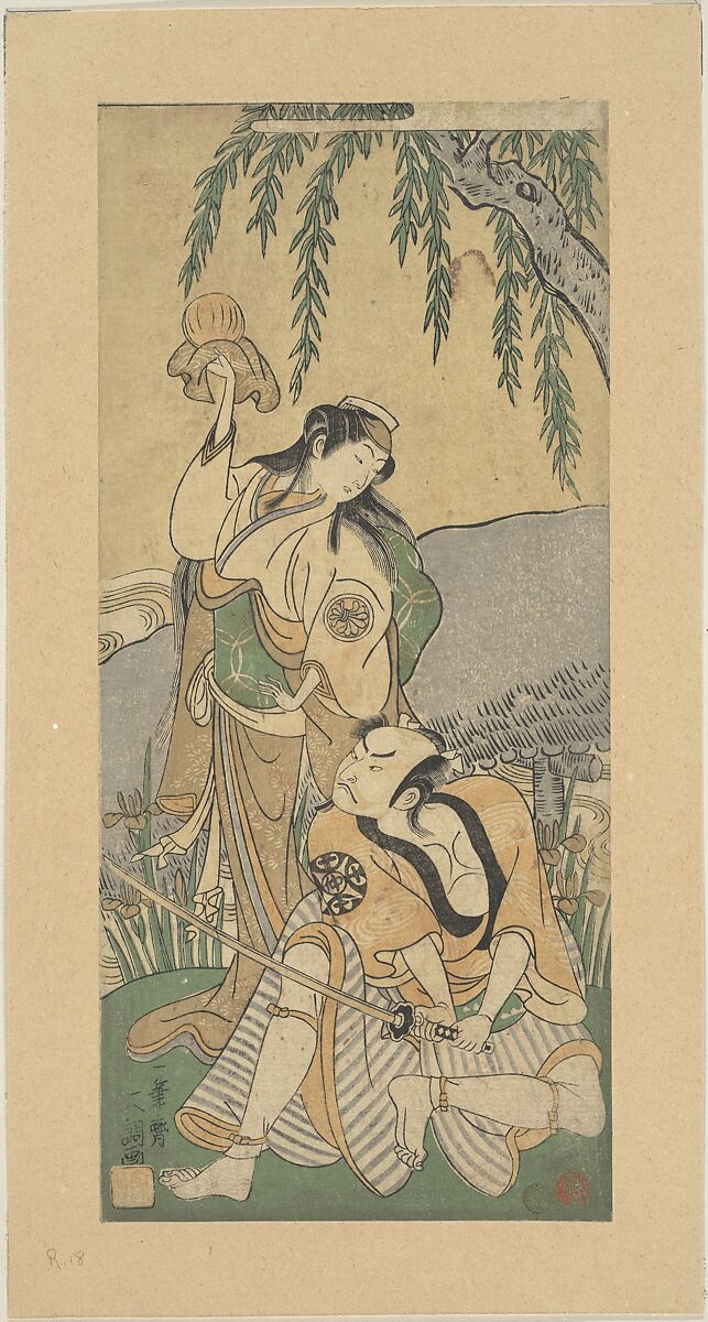 Scene from a Drama, Ippitsusai Bunchō (Japanese, active ca. 1765–1792), Woodblock print; ink and color on paper, Japan 