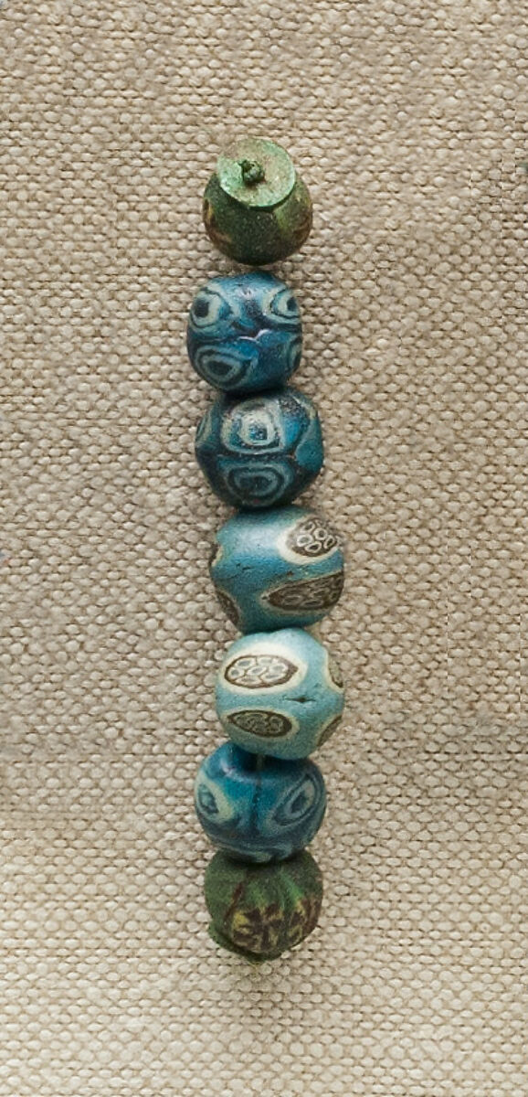 String of 7 Eyed Beads, Glass