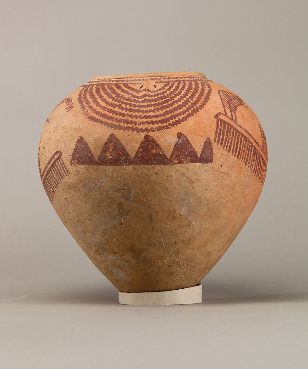 Decorated ware jar illustrating boats, Pottery, paint