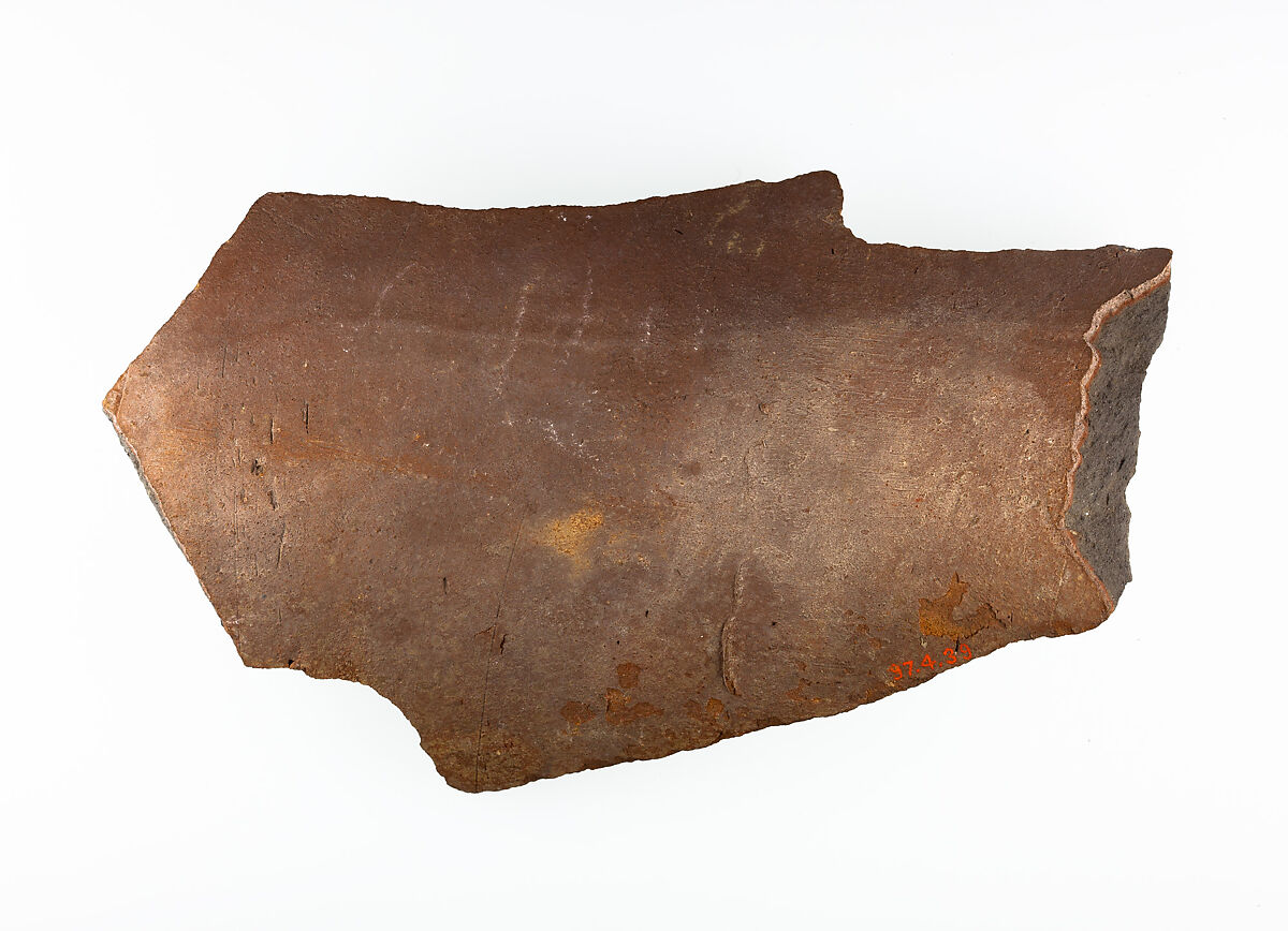 Ostracon with chalk inscription, Pottery, chalk 