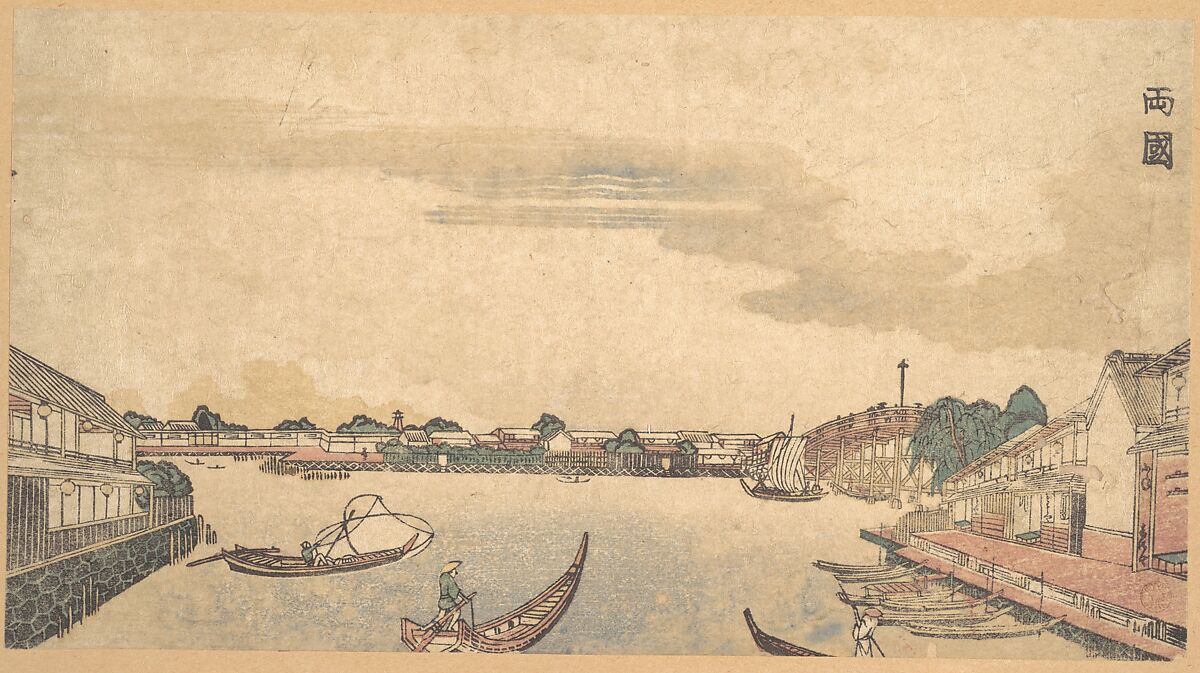 Ryogoku, Keisai Eisen (Japanese, 1790–1848), Woodblock print; ink and color on paper, Japan 