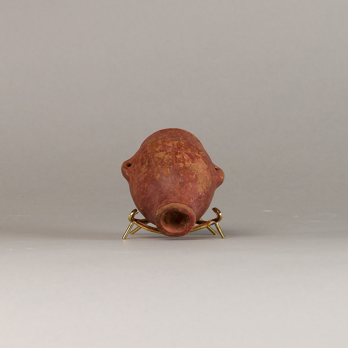 Polished red ware jar with lugs, Pottery