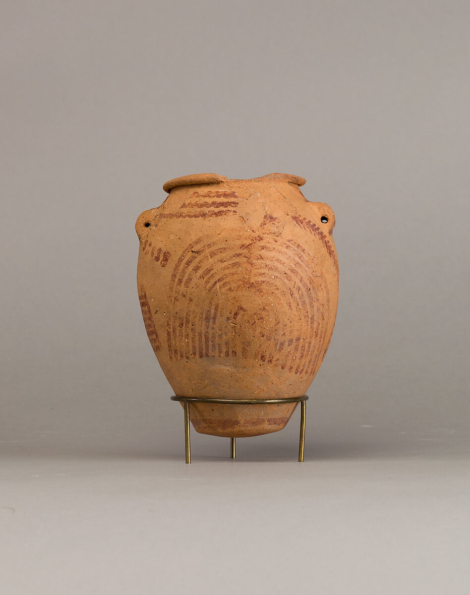 Decorated ware jar illustrating plants, Pottery, paint