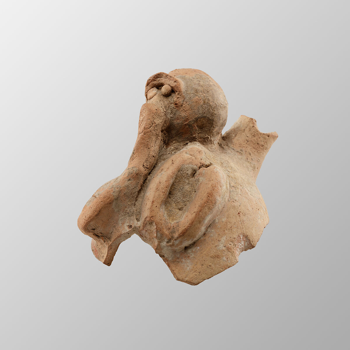 Vase fragment in the shape of a monkey, Pottery
