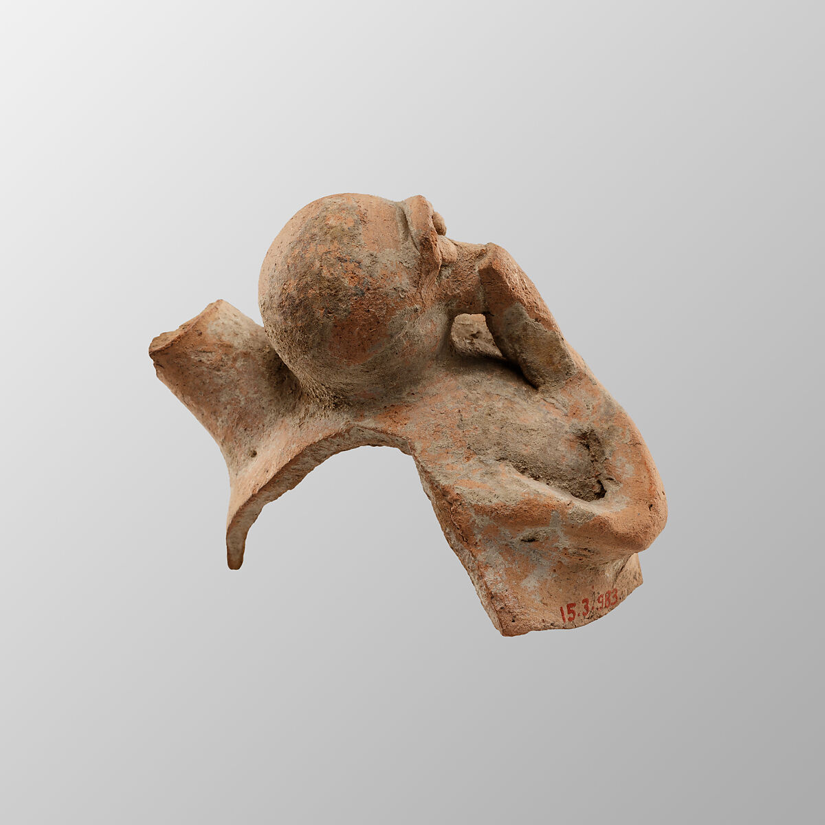 Vase fragment in the shape of a monkey, Pottery