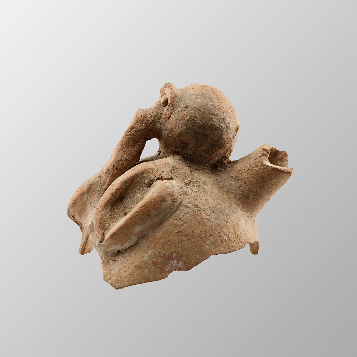 Vase fragment in the shape of a monkey, Pottery