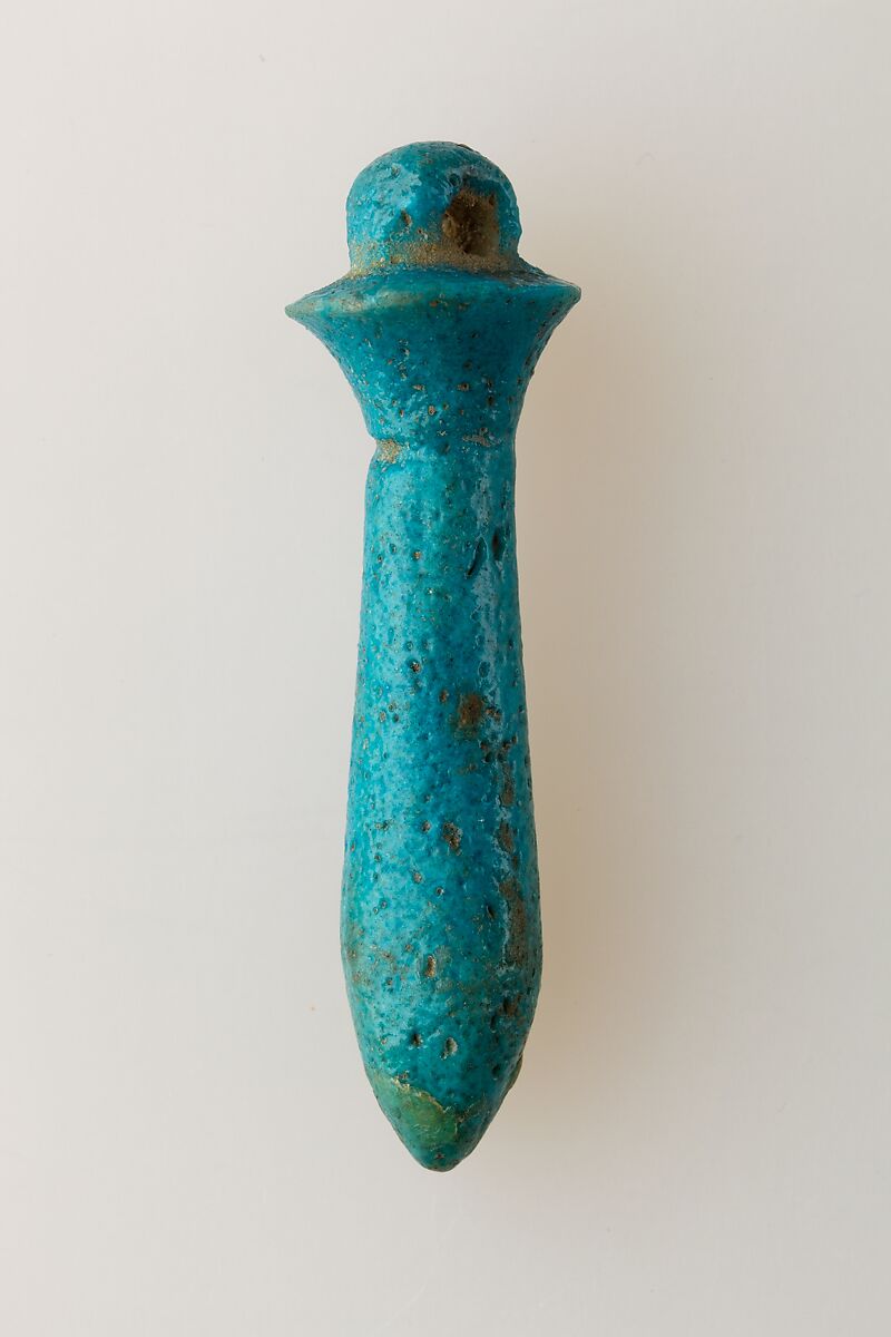 Papyrus column amulet, Blue faience 