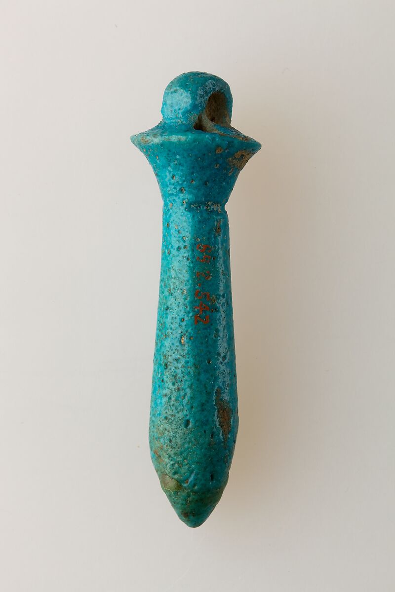 Papyrus column amulet, Blue faience