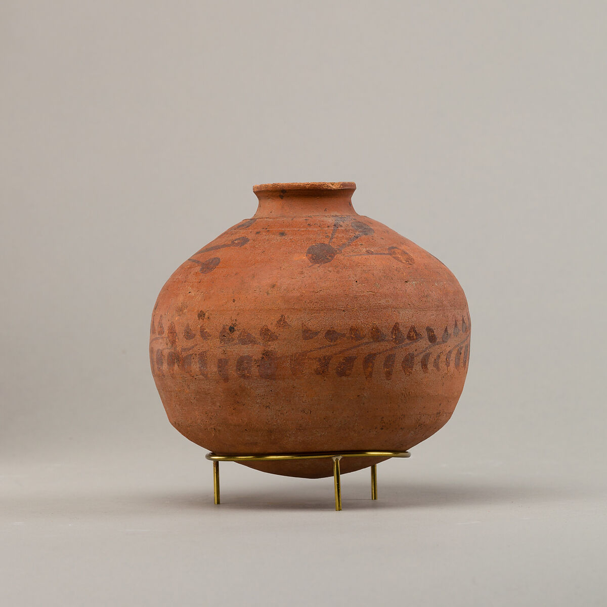 Jar with painted vines, Pottery, paint 