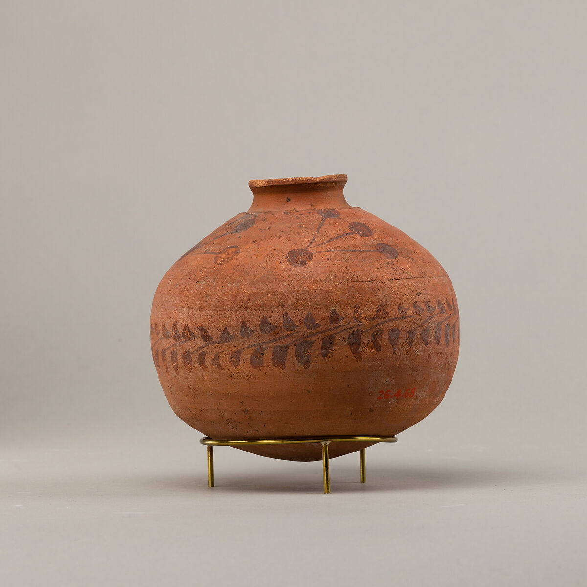 Jar with painted vines, Pottery, paint