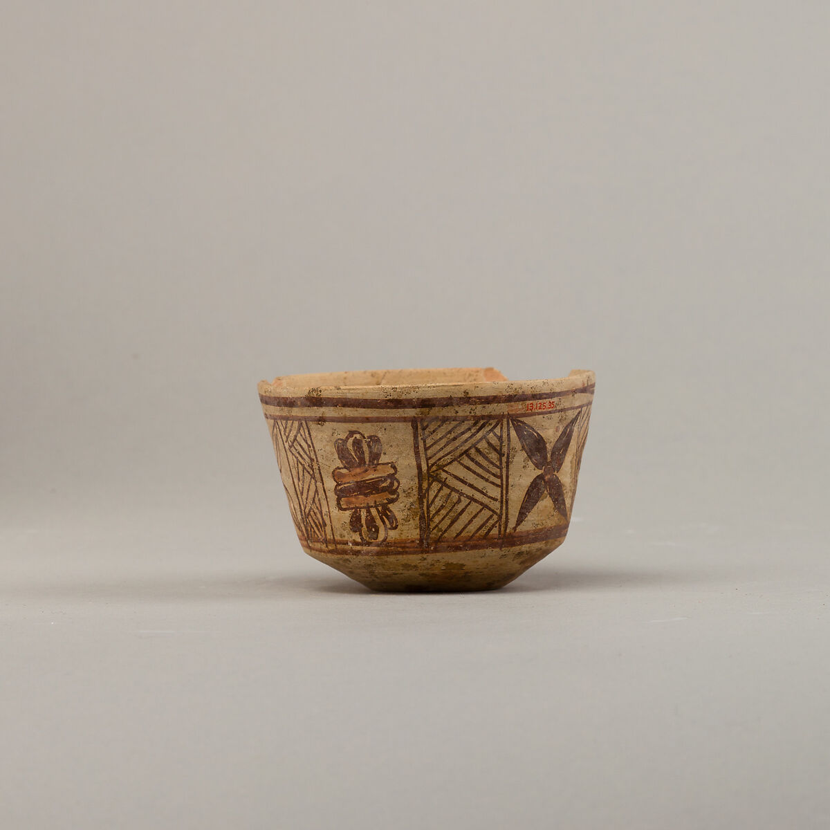 Bowl with floral and geometric designs, Pottery, paint 